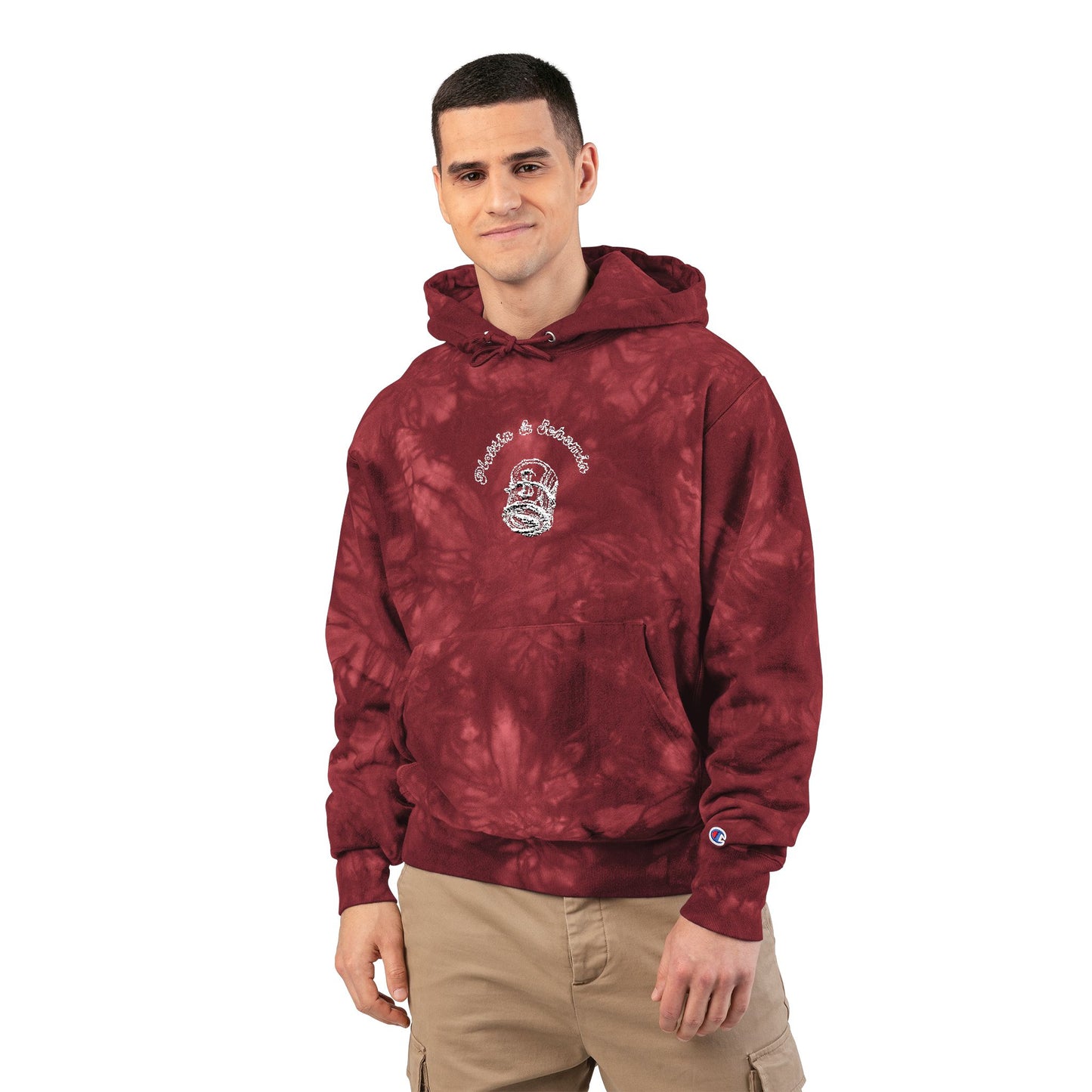 Plottin & $chemin Superhero Tie-Dye Champion Hoodie